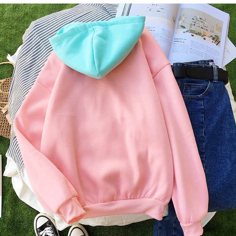 Autumn Hoodies Sweatshirts Women Kawaii Cartoon Gudetama Printed Drop Shoulder Long Sleeve Harajuku Fleece Pullovers Hooded Y200107