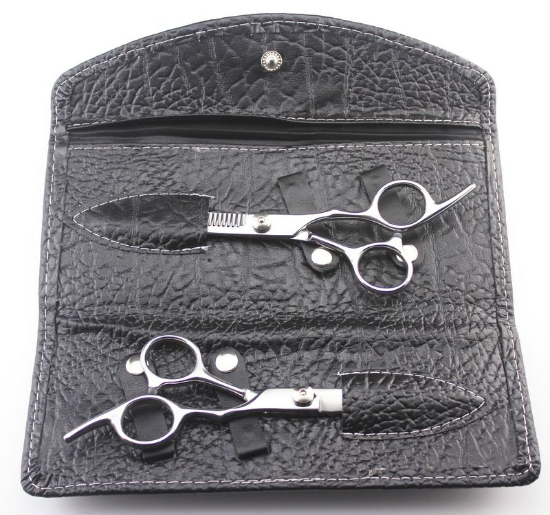 hot sale stainless steel precise polishing cutting/thinning scissors kit with leather case free shipping