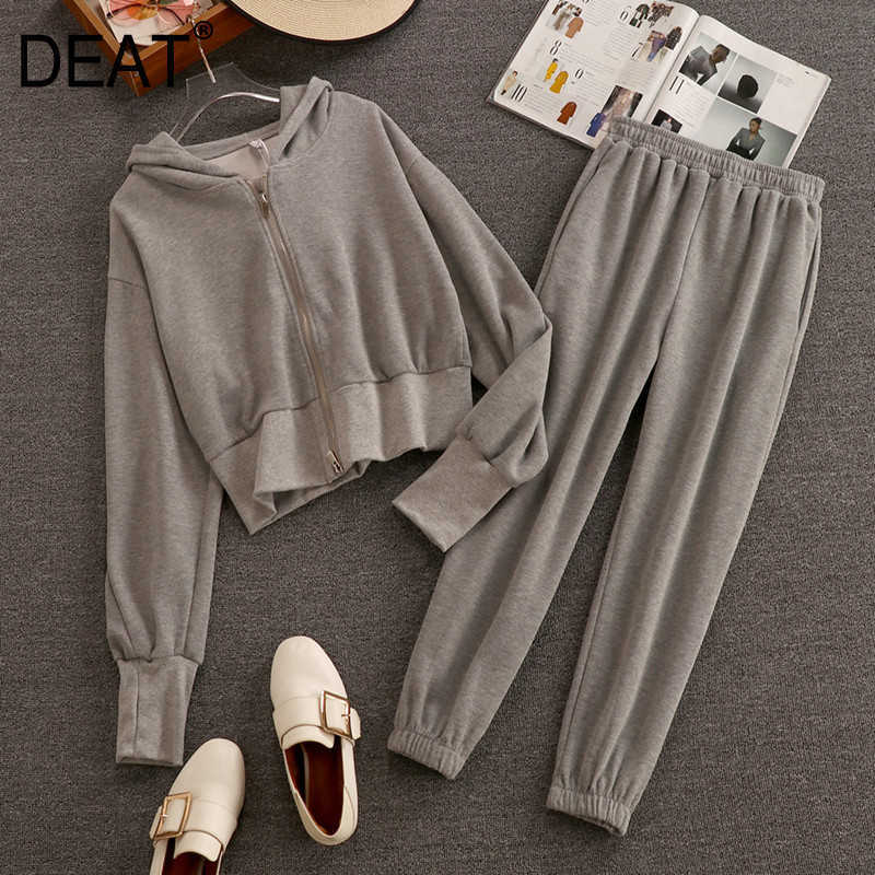 DEAT Women Black Hooded Sweater Long Pants Arrivals Two Piece Set Temperament Fashion Spring Summer 11D776 210709, Gray
DEAT Women Black Hooded Sweater Long Pants Arrivals Two Piece Set Temperament Fashion Spring Summer 11D776 210709, Gray