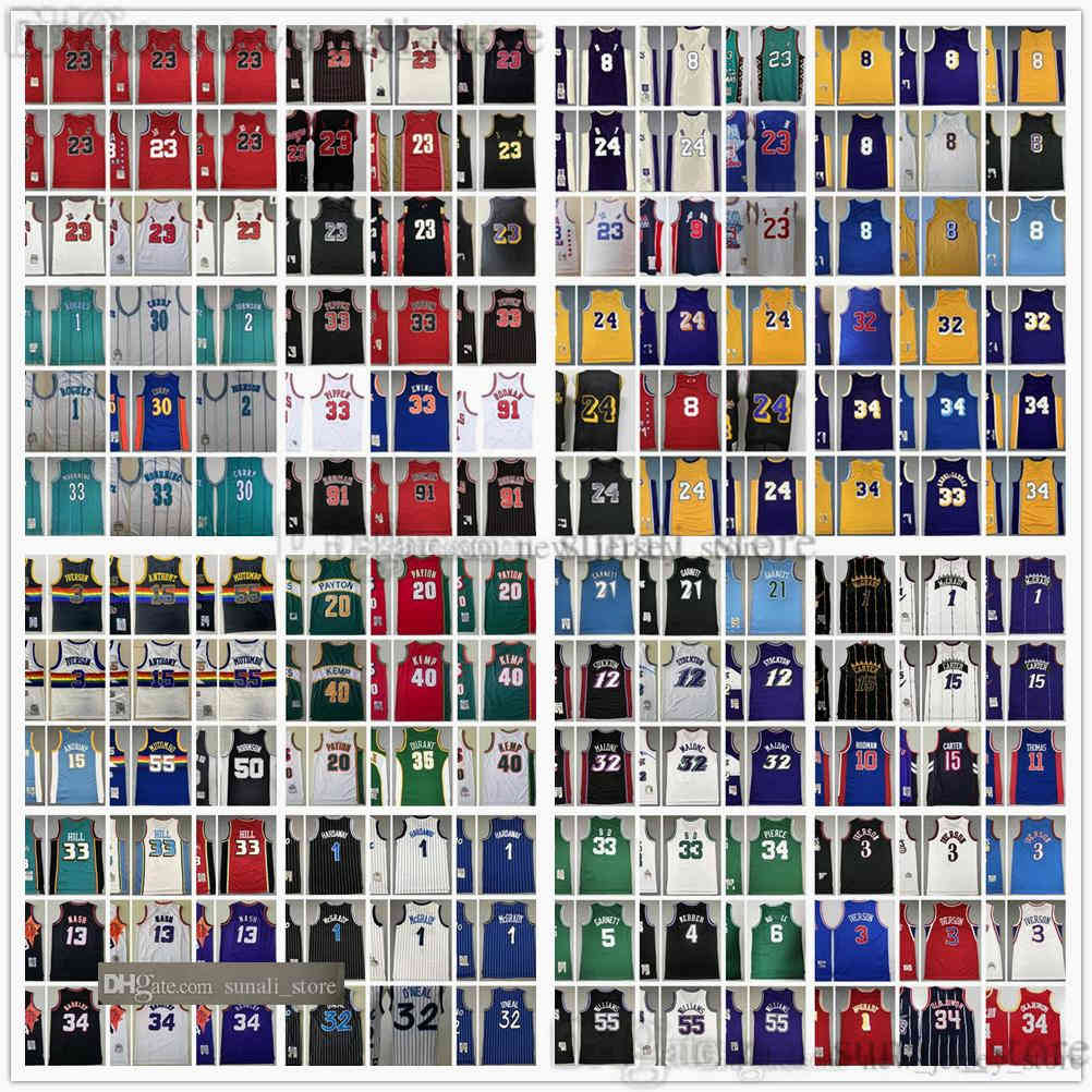 

Mitchell & Ness Retro Stitched Basketball Jersey Iverson Pippen Rodman McGrady Anthony Garnett Malone Mutombo Bibby Stockton Kemp Payton Barkley Nash Yao Hardaway, Choose the number you need