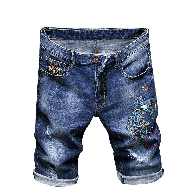 2021 New Men's Male Fashion Casual Carp Fish Embroidered Blue Denim Shorts Summer Slim Straight Holes Ripped Jeans Bgdz
2021 New Men's Male Fashion Casual Carp Fish Embroidered Blue Denim Shorts Summer Slim Straight Holes Ripped Jeans Bgdz
