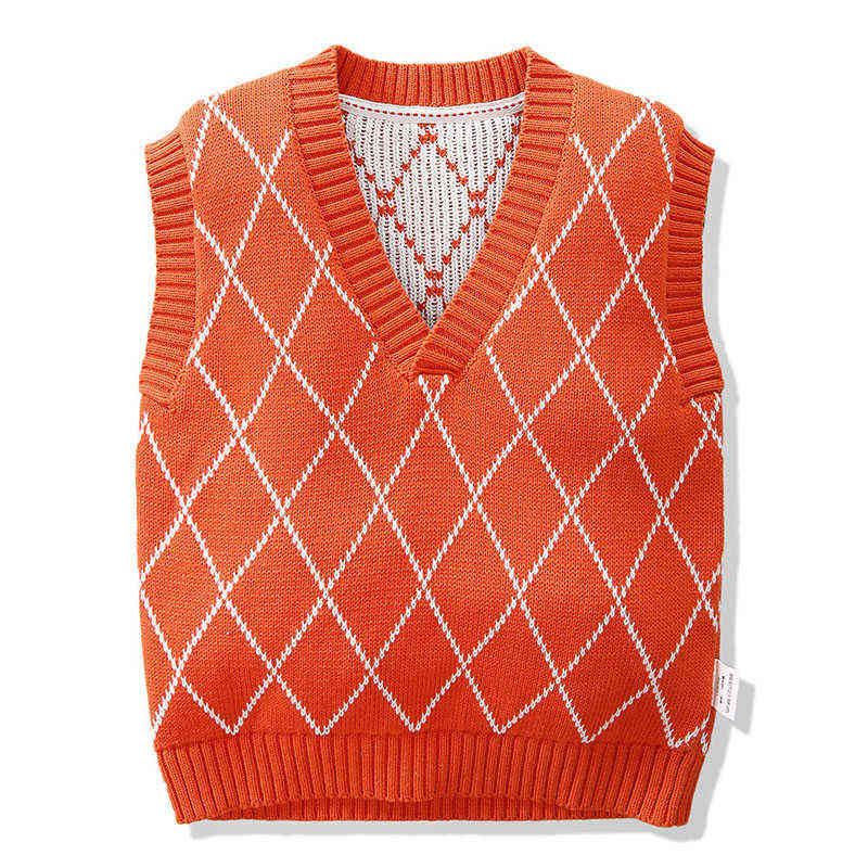 Autumn Kids Boys Girls Sleeveless Grid Sweater Vest Children Clothing Winter Baby Kids Boys Girls Pullover Sweaters Vest Y0925