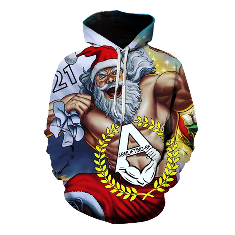 Men's Christmas 3D printing long-sleeved hooded sweater Christmas strong old man pattern clothing, White;black
Men's Christmas 3D printing long-sleeved hooded sweater Christmas strong old man pattern clothing, White;black