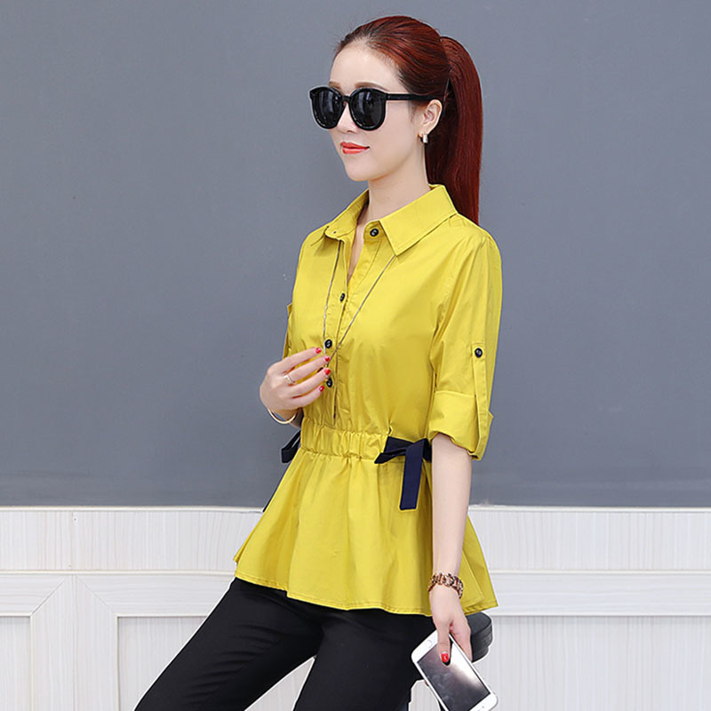 Office Work Wear Women Spring Autumn Style Chiffon Blouses Shirts Lady Casual Bow Tie Sashes Blusas Tops DD1773 210225