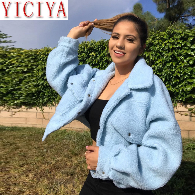 Coats Winter Cozy Faux Lambswool Fleece Jackets Women Autumn Warm Fashion Coats Long Sleeve Casual Pocket Button Outerwear 201019