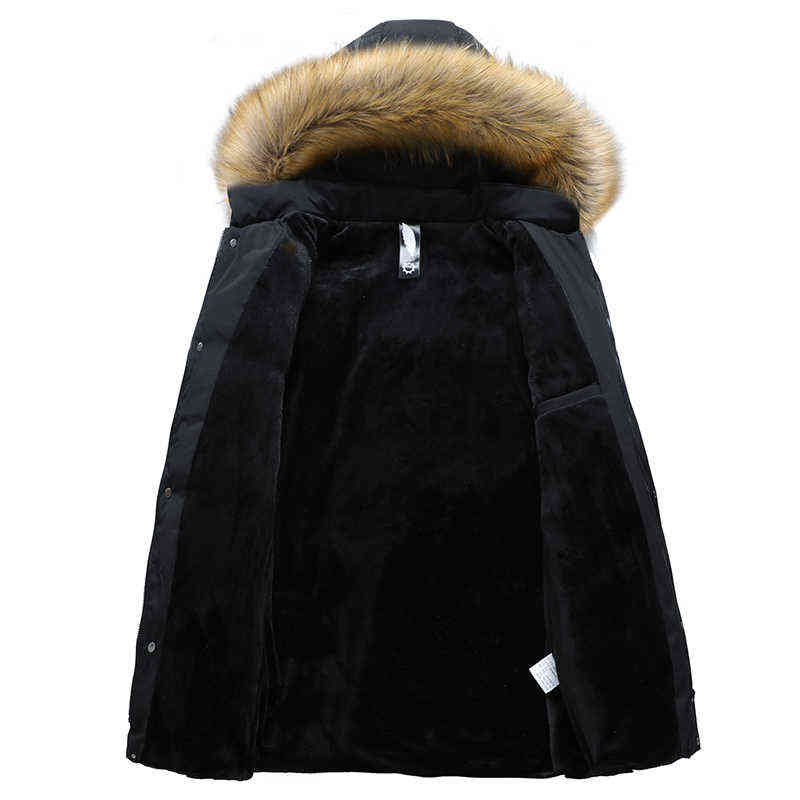 Men's Winter Jacket Parka Warm Fleece Hoodies Long Wearable Windproof Zipper Parkas Coats Fashion Casual Plus Size Men 211214Z
