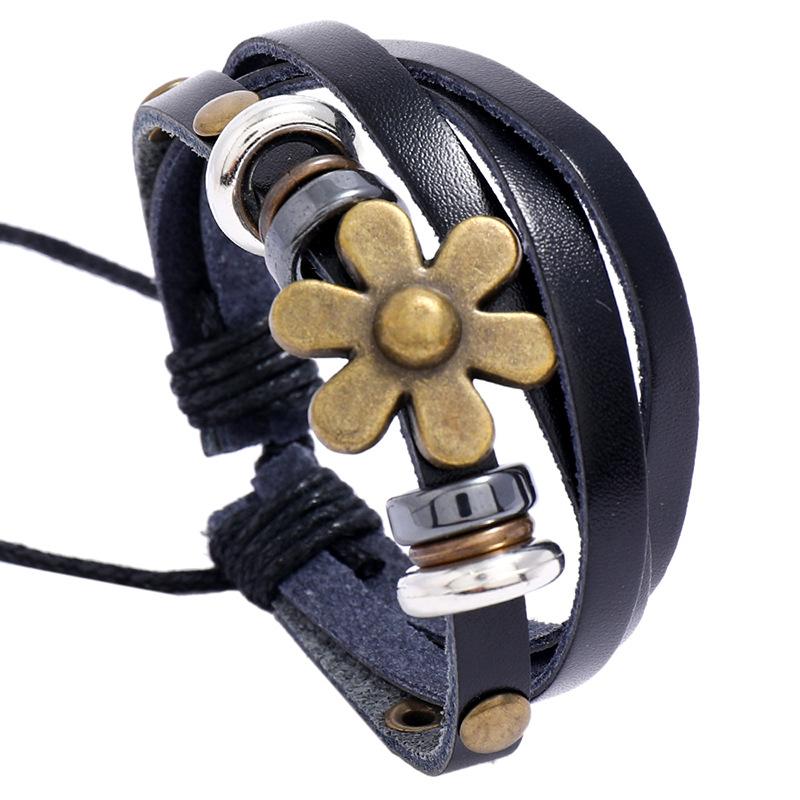 Tennis Multi Layers Black Genuine Leather Bracelets Vintage Antique Bronze Flower Bangles Women Adjustable Jewelry Decoration, Golden;silver
Tennis Multi Layers Black Genuine Leather Bracelets Vintage Antique Bronze Flower Bangles Women Adjustable Jewelry Decoration, Golden;silver