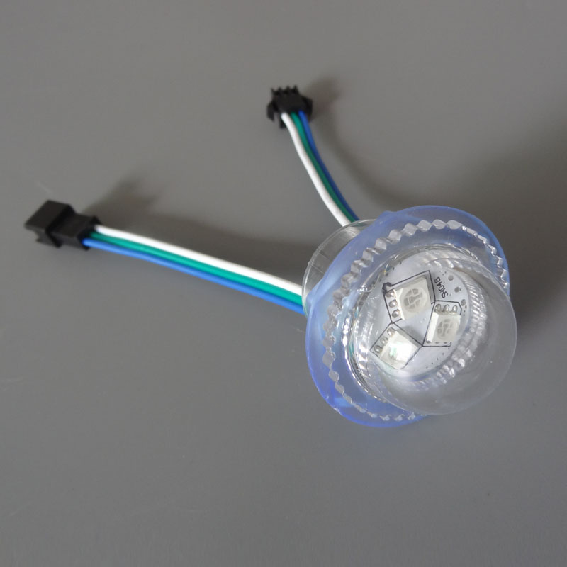 50pcs/lot DC12V WS2811 26mm diameter transparent cover LED Module Exposed Point Light 3 leds 5050 SMD RGB Chips 3led pixel waterproof IP68 free ship 2