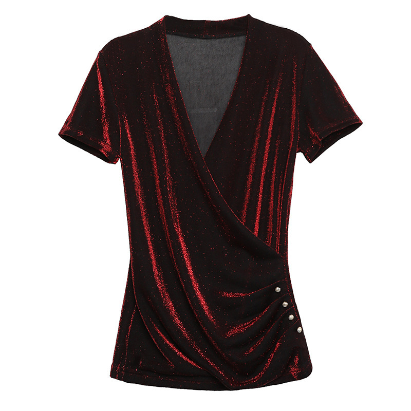 New Summer Women High Quality Cotton Tshirts Fashion Ladies V-Neck Tshirts 210306
