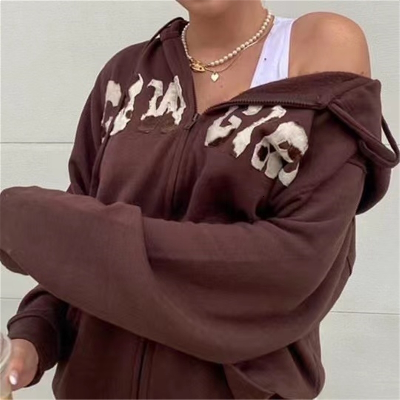 Women's Sweaters Brown zip up female autumn letter jacket with hoodie cardigan y2k oversize velo hoodies pockets pullovers vintage sleeve 42M4, 1# shoe box
Women's Sweaters Brown zip up female autumn letter jacket with hoodie cardigan y2k oversize velo hoodies pockets pullovers vintage sleeve 42M4, 1# shoe box