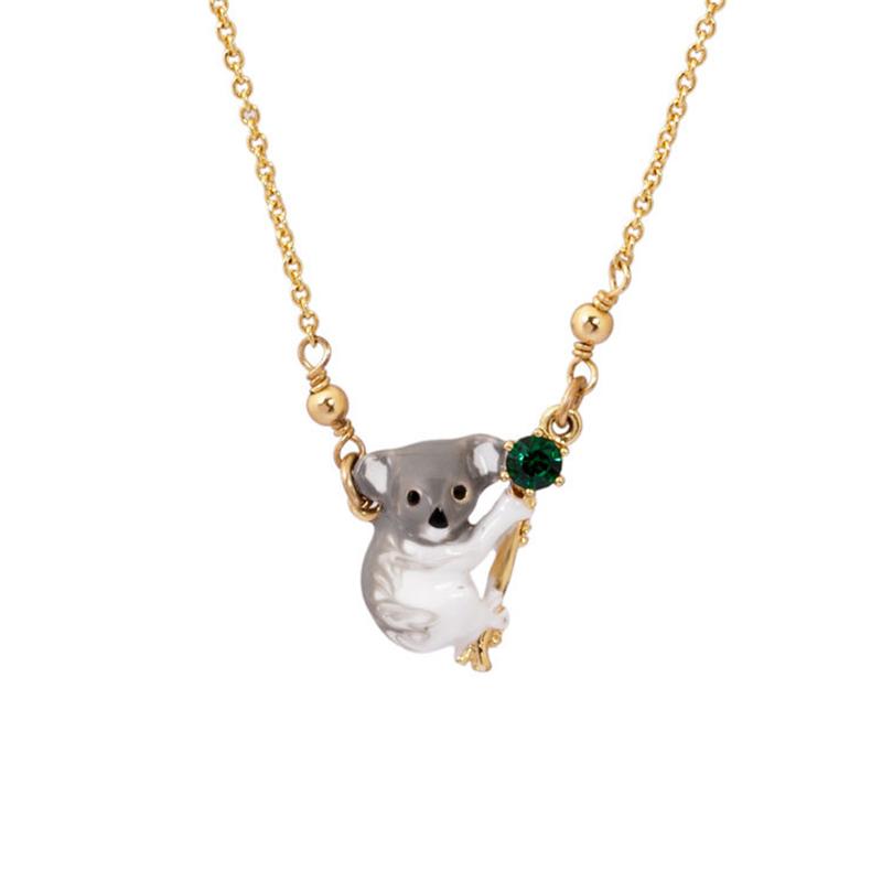 Chains Animal Series French Enamel Glaze Koala Hug Bear Zircon Necklace Clavicle Chain Jewelry For Woman Trend
Chains Animal Series French Enamel Glaze Koala Hug Bear Zircon Necklace Clavicle Chain Jewelry For Woman Trend