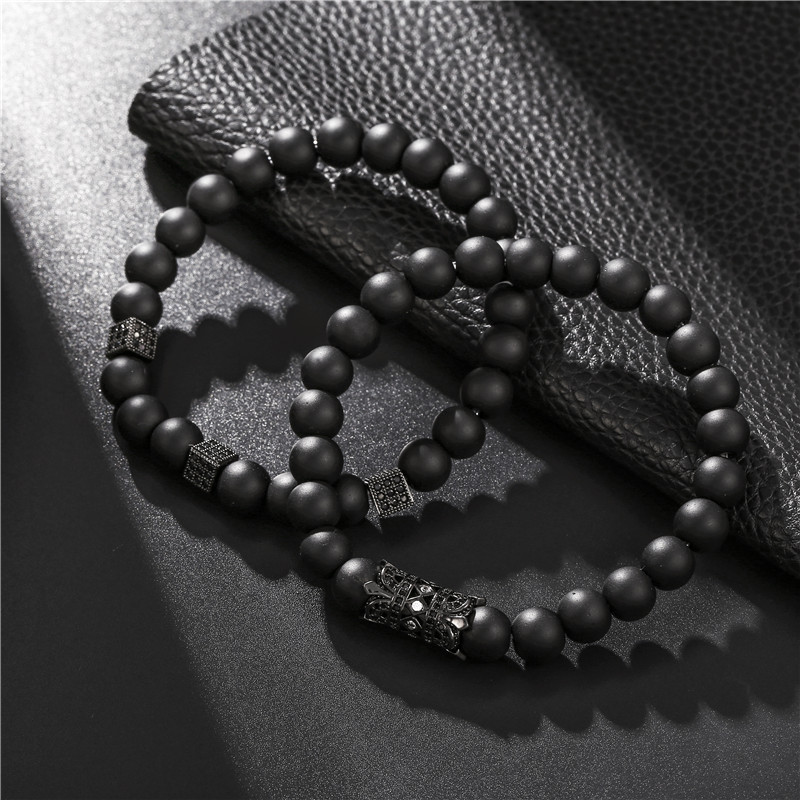 Natural Stone Beaded Mens Bracelet 2pcs/set Pulseras Masculina Jewelry Women Fashion Charm Bracelets