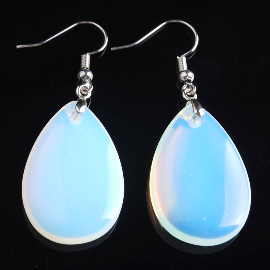 WOJIAER Indian Tribal Natural Stone Dangle Hook Earrings Water Drop Earring For Women Crystal Quartz Gift Jewelry BV911