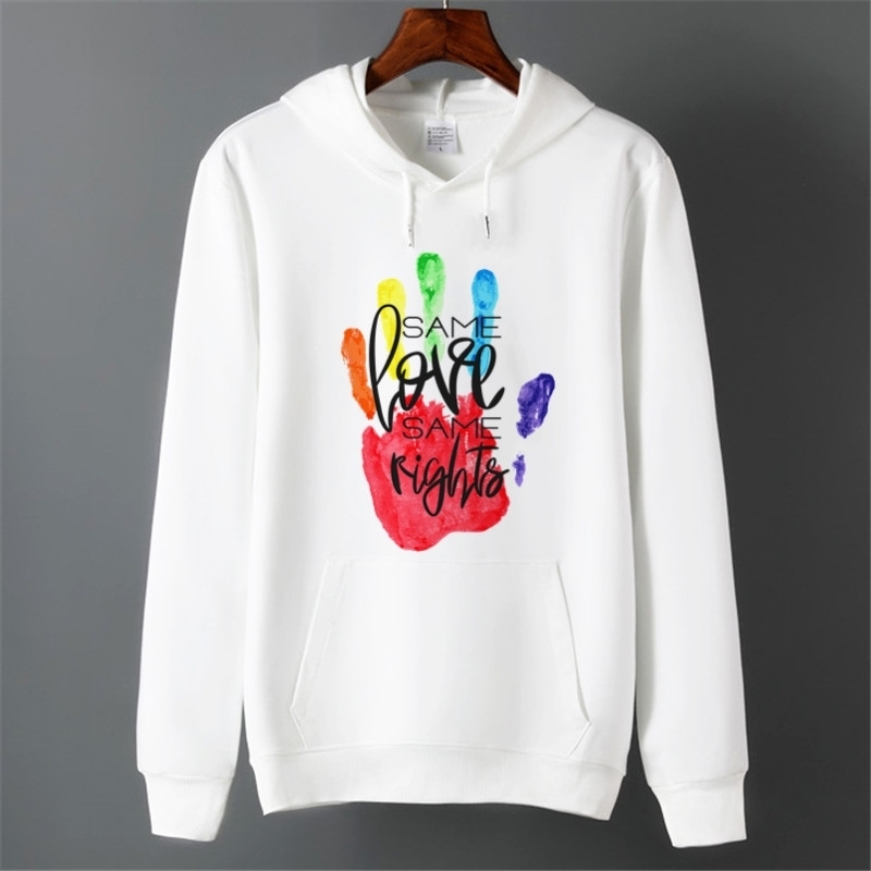 Men Pride Lgbt Gay Love Lesbian Rainbow Fleece Hoodies Sweatshirts Unisex Winter Harajuku Love is Love Sweatshirts Hoodies 201104