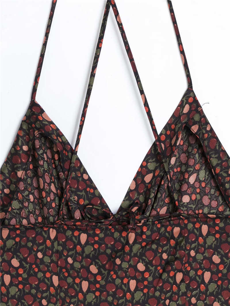 Sexy Women Elegant V-Neck Dresses Fashion Ladies Zipper Strap Vestidos Vintage Female Chic Draped Cherry Print Dress 210527
