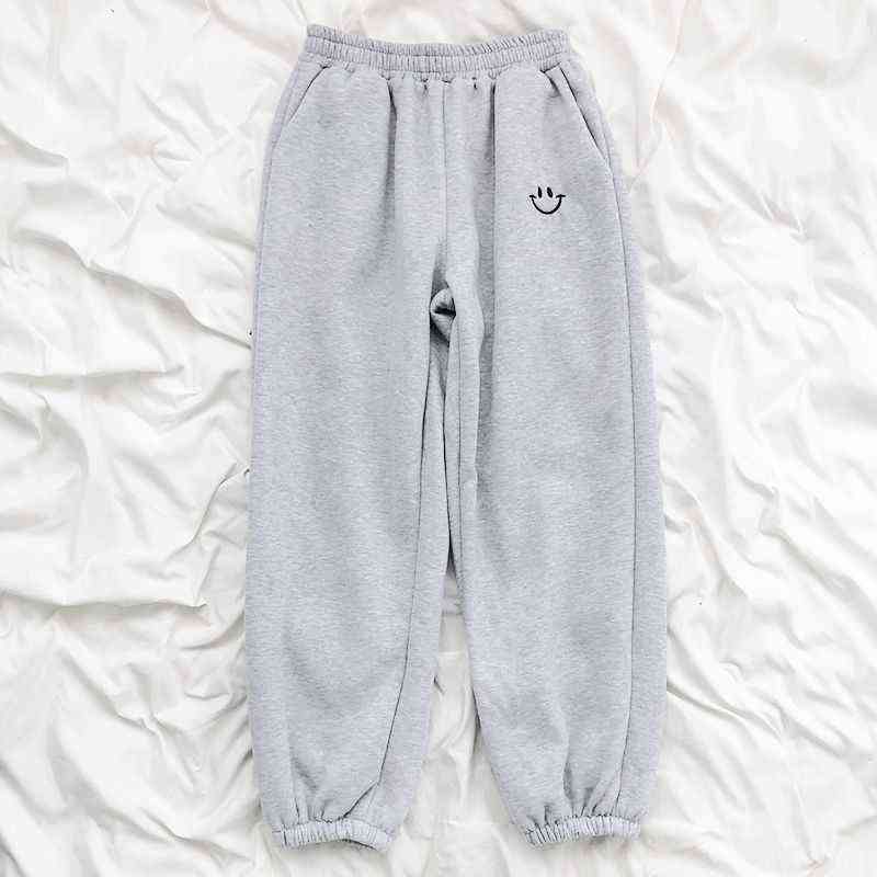 Spring Autumn Sweatpants Women Unisex Gray Wide Leg Sweat Pants Men Custom Swearshirt Pents Casual Loose Baggy 211115