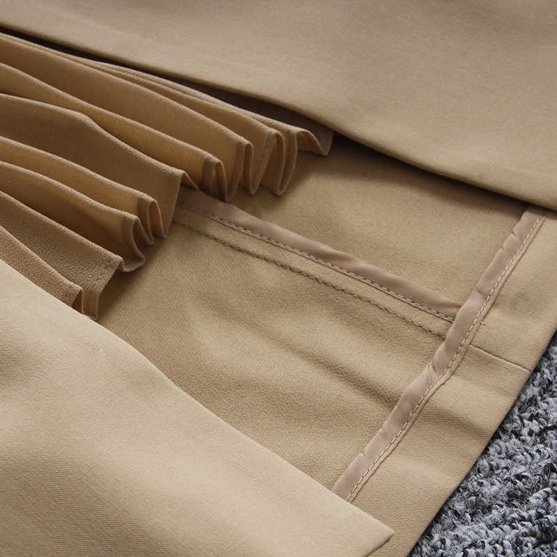 [EAM] High Waist Brown Bandage Asymmetrical Pleated Temperament Half-body Skirt Women Fashion Spring Autumn 1S464 210619