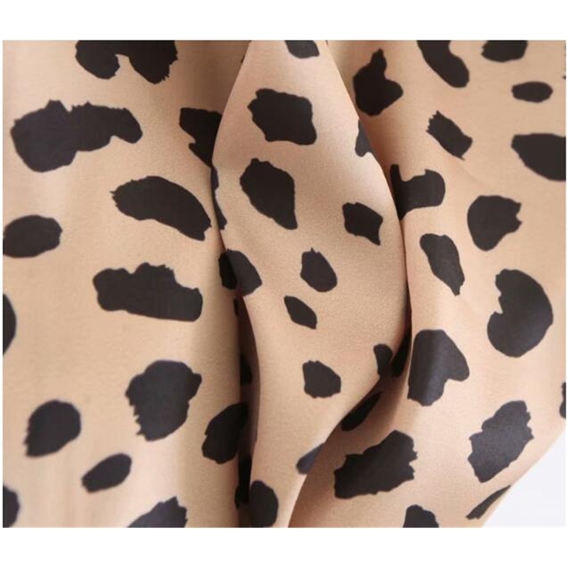 Retro High Waist Leopard Print Satin Skirt like Silk Summer Women Elastic Mid Long A-line Skirts Femme 210621