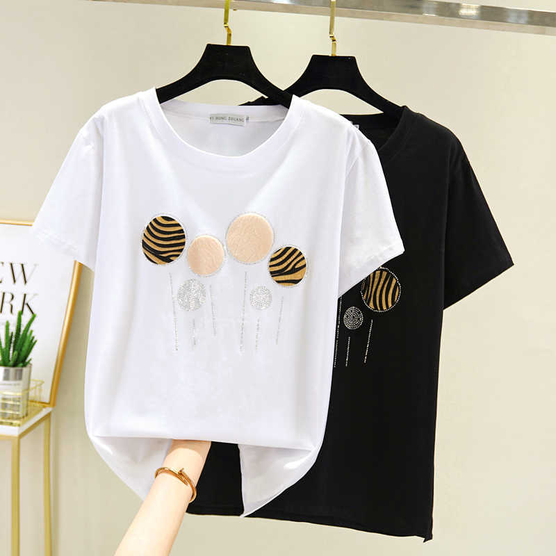 Plus Size Summer Top Tshirt Female Diamond T-Shirt Women's Tops Cotton Tee Shirt Fashion Harajuku Femme T Shirt Women 210604, White
Plus Size Summer Top Tshirt Female Diamond T-Shirt Women's Tops Cotton Tee Shirt Fashion Harajuku Femme T Shirt Women 210604, White