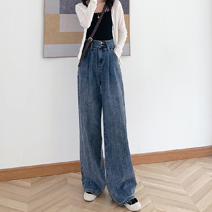 High Waist Jeans Women Vintage Wide-leg Long Mom Trousers Tall 165-180 Cm Denim Pants Female Boyfriends Jeans Plus Size 3XL 2021 210222
