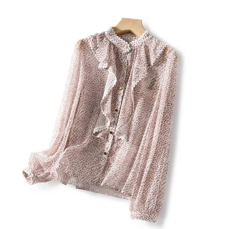 2021 New Women Lace Stitching Ruffled Shirt Stand Collar Floal Printed Long Sleeve Romantic Blouse To14, Black
2021 New Women Lace Stitching Ruffled Shirt Stand Collar Floal Printed Long Sleeve Romantic Blouse To14, Black