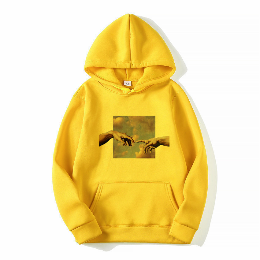 Lover's couple finger touch sweatshirts men Hoodies Fleece pullover coat Loose unisex Casual hipster match eye-catching tops 201020