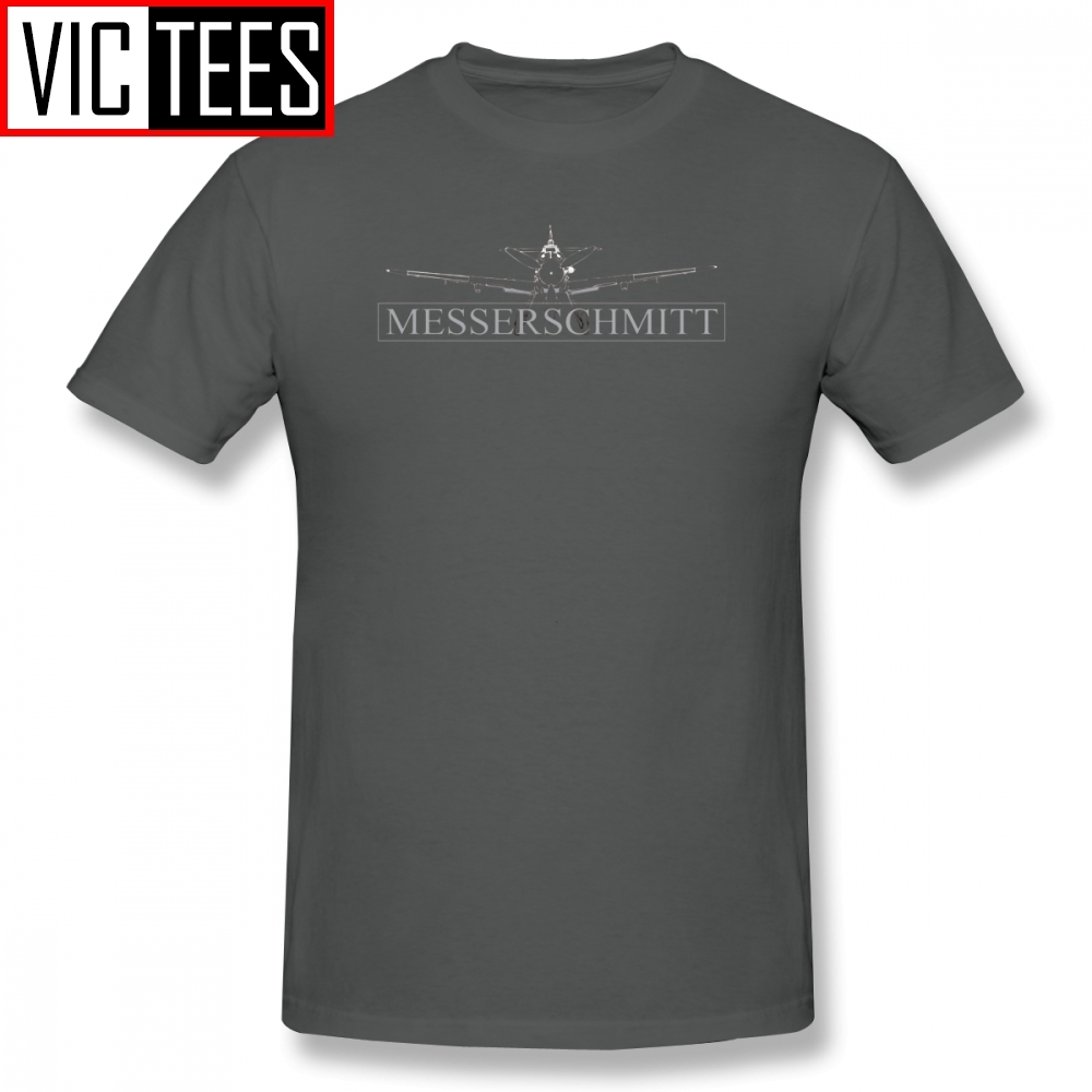 Mens Luftwaffe T Shirts Messerschmitt BF 109 Fighter T-Shirt Classic Tee Shirt Oversize Graphic 100% Cotton Fun Men Tshirt 210225