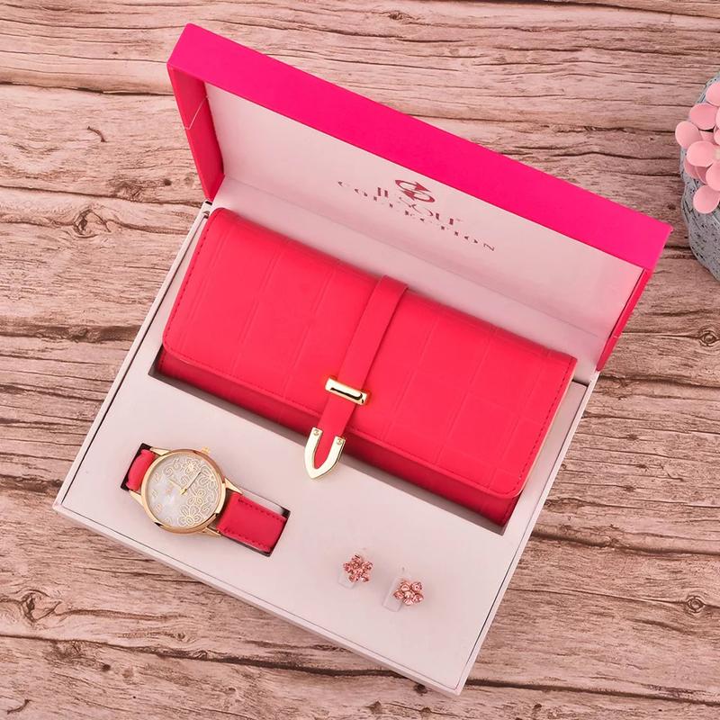 Wristwatches 2021 Year 3pcs Women's Quartz Watch Wallet Earrings Set Gift Box Mother's Day Christmas Gifts Ladies Sets, Brown set
Wristwatches 2021 Year 3pcs Women's Quartz Watch Wallet Earrings Set Gift Box Mother's Day Christmas Gifts Ladies Sets, Brown set