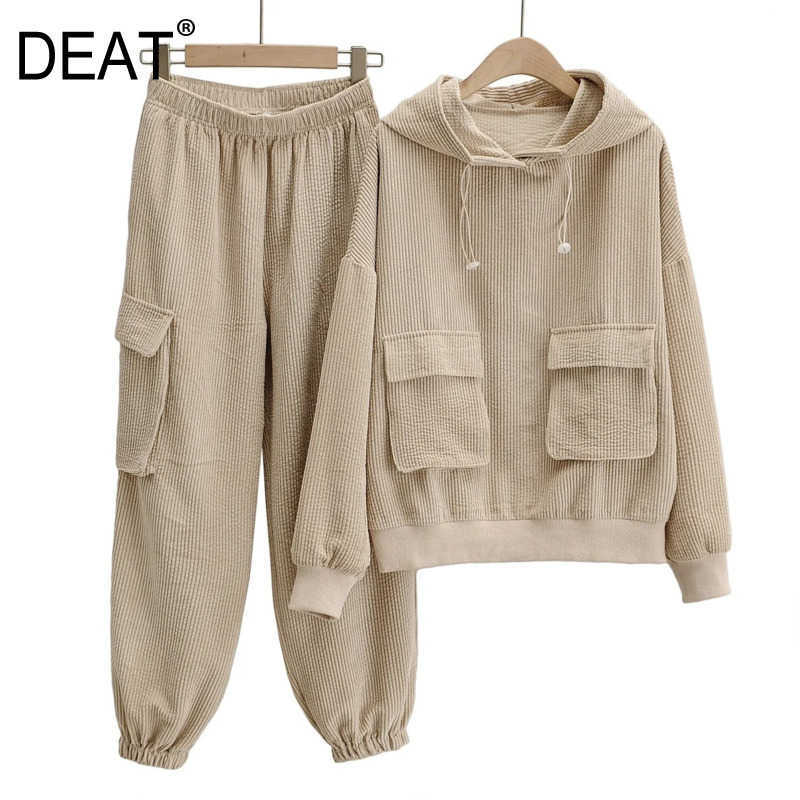 DEAT Spring Arrivals Long Sleeve Hooded Velvet Sweatshirt Pullovers Elastic Pants Two Piece Set Women Tracksuits ML693 210709, Beige
DEAT Spring Arrivals Long Sleeve Hooded Velvet Sweatshirt Pullovers Elastic Pants Two Piece Set Women Tracksuits ML693 210709, Beige