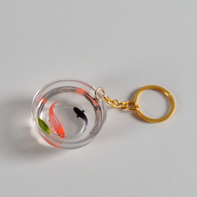 Creative Lucky Koi Keychain Fish Tank Goldfish Bag Pendant Fashion Ornaments for Friends Tourist Memorial Jewelry Gifts