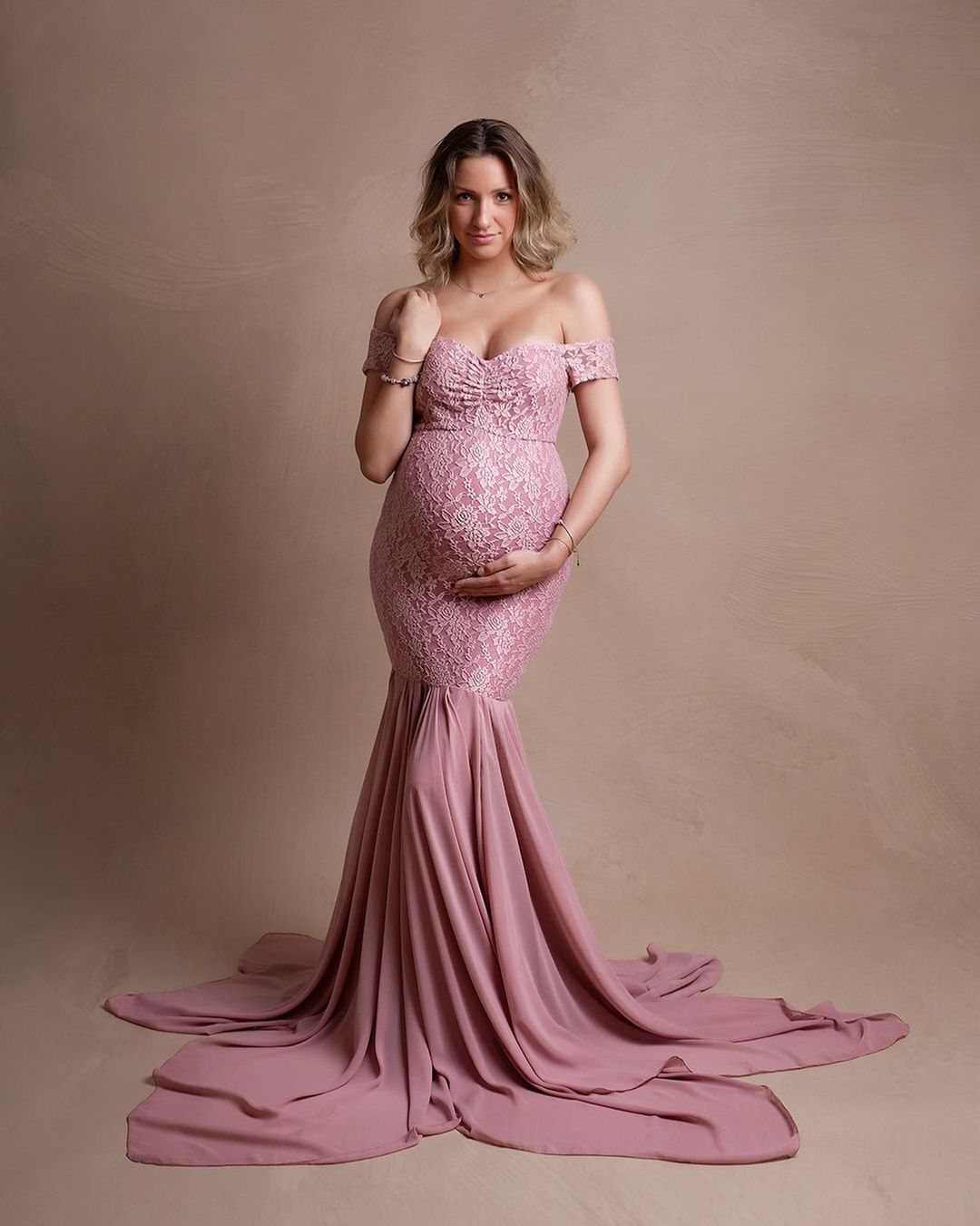 2021 Beauty Lavender Plus Size Pregnant Ladies Mermaid Sweetheart Sleepwear Dress Tulle Nightgowns For Photoshoot Lingerie Bathrobe Nightwear Baby Sho