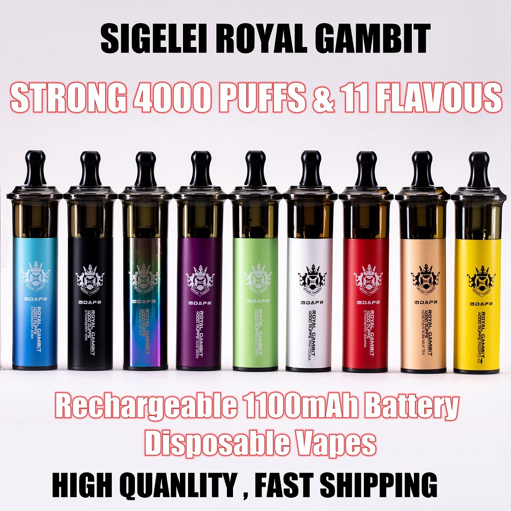 1 Pack Royal Gambit Disposable Vapes 4000 Puffs SIGELEI E Cigarettes rechargeable 1100mAh Battery 7.5ml Resistance 1.0ohm Adjustable Nic 2%3%5% 100% Original (10pcs)
1 Pack Royal Gambit Disposable Vapes 4000 Puffs SIGELEI E Cigarettes rechargeable 1100mAh Battery 7.5ml Resistance 1.0ohm Adjustable Nic 2%3%5% 100% Original (10pcs)