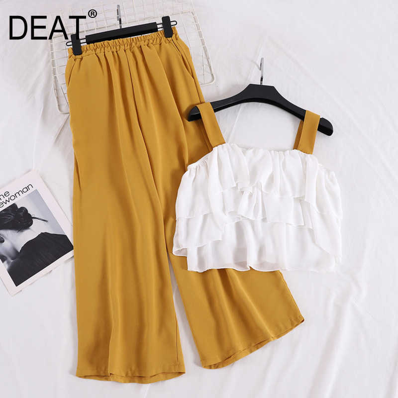 DEAT Women Long Pants Arrivals Sling Ruffles Backless Temperament Two Piece Set Fashion Spring Summer 11D376 210709, Wine red
DEAT Women Long Pants Arrivals Sling Ruffles Backless Temperament Two Piece Set Fashion Spring Summer 11D376 210709, Wine red