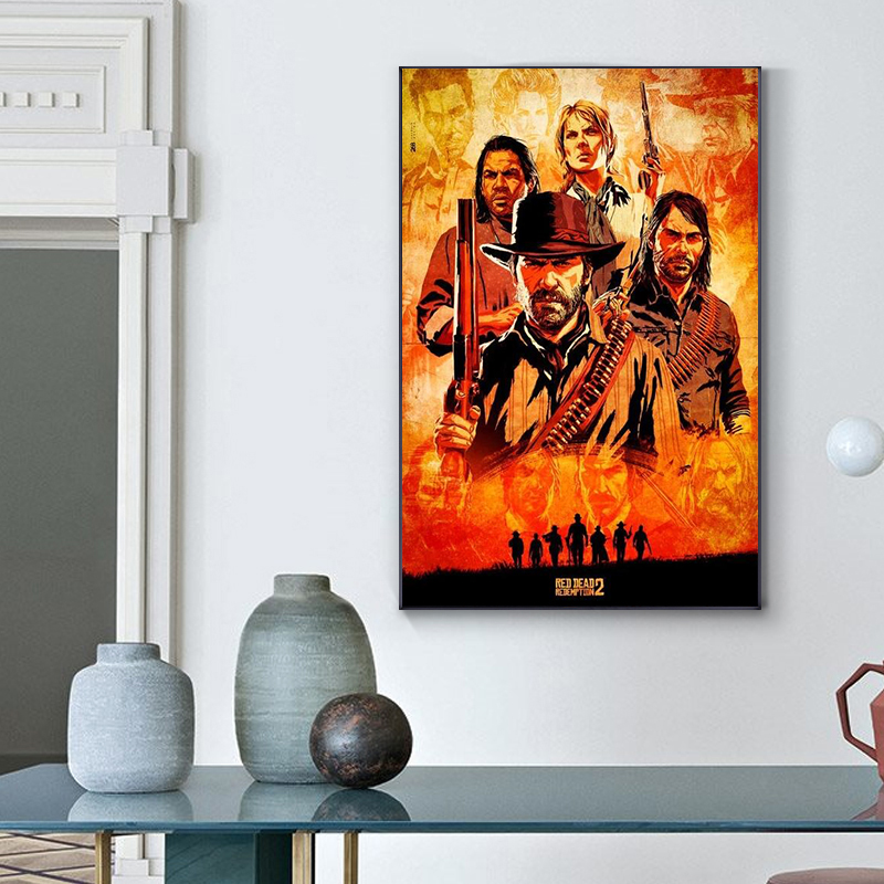 Red Dead Redemption 2 Game Canvas Poster Wall Art Print Painting Wallpaper Decorative Wall Picture for Living Room