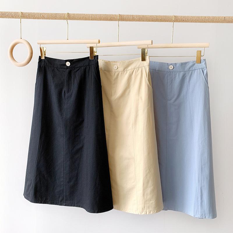 Skirts 2021 Spring Summer Casual Solid Color Cotton Skirt Women Long Slim Midi Lady Fashion High Waist All-Match Femme, Beige 
Skirts 2021 Spring Summer Casual Solid Color Cotton Skirt Women Long Slim Midi Lady Fashion High Waist All-Match Femme, Beige