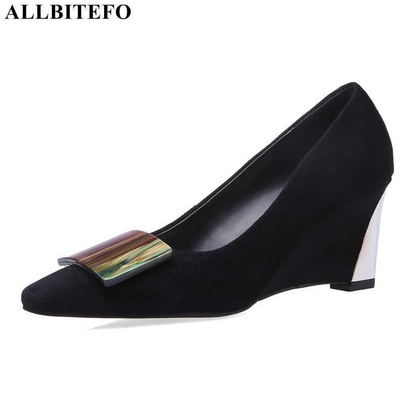 ALLBITEFO soft suede sheepskin genuine leather women heels fashion black wedges heel high heel shoes high heels women pumps 210611, As picture
ALLBITEFO soft suede sheepskin genuine leather women heels fashion black wedges heel high heel shoes high heels women pumps 210611, As picture