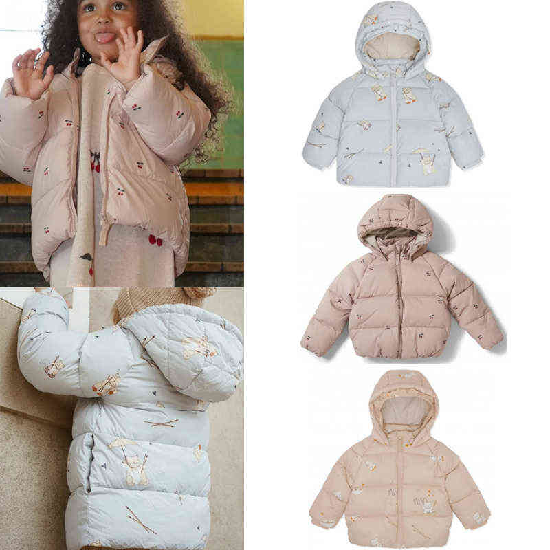 Konges Winter 95% White Duck Down Boys Girls Coat Kids Cherry Windproof Waterproof Warm Jacket Baby Child Ski Clothes 211027