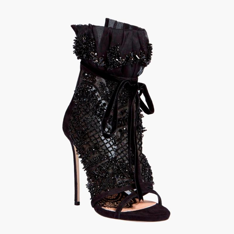 Boots Elegant Black Lace Summer Booties Open Toe Stiletto Heel Formal Party Shoes High Beading Dress Women, As pic
Boots Elegant Black Lace Summer Booties Open Toe Stiletto Heel Formal Party Shoes High Beading Dress Women, As pic