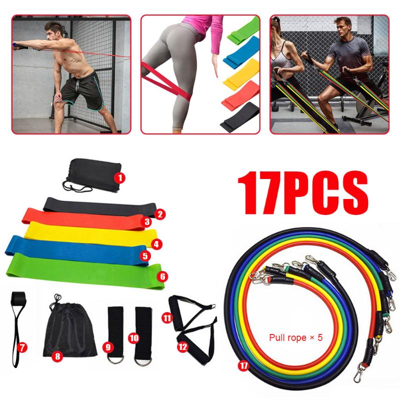 17PCS Multi-Function Sports Resistance Bands Suit Yoga Tubes Pull Rope Fitness Training Strength Belt Elastic Rope Workouts Ring
17PCS Multi-Function Sports Resistance Bands Suit Yoga Tubes Pull Rope Fitness Training Strength Belt Elastic Rope Workouts Ring