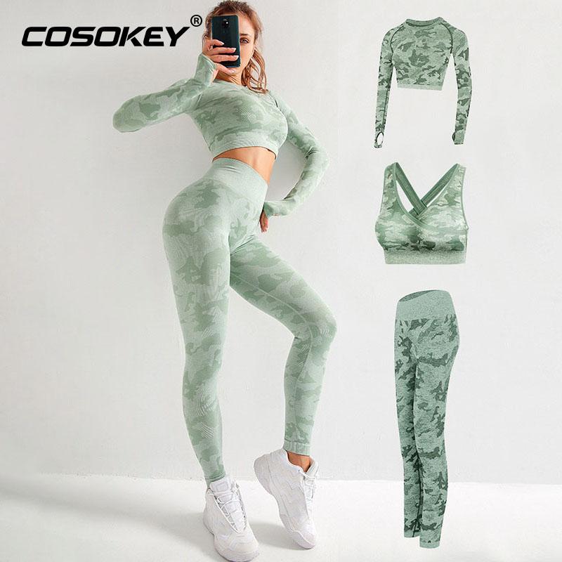 3pcs Camouflage Seamless Yoga Sets Women Gym Clothes Sports Suits Bra Fitness Pants Exercise Long Sleeve Clothing Workout Set, Green
3pcs Camouflage Seamless Yoga Sets Women Gym Clothes Sports Suits Bra Fitness Pants Exercise Long Sleeve Clothing Workout Set, Green