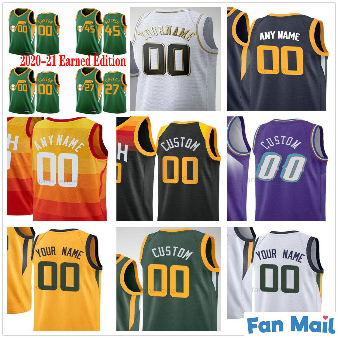 Custom Printed 2020-21 Earned Edition Utah Donovan 45 Mitchell 10 Conley Rudy 27 Gobert Bogdanovic Jazz 00 Clarkson Men Woman Kids Jerseys, Black;red
Custom Printed 2020-21 Earned Edition Utah Donovan 45 Mitchell 10 Conley Rudy 27 Gobert Bogdanovic Jazz 00 Clarkson Men Woman Kids Jerseys, Black;red