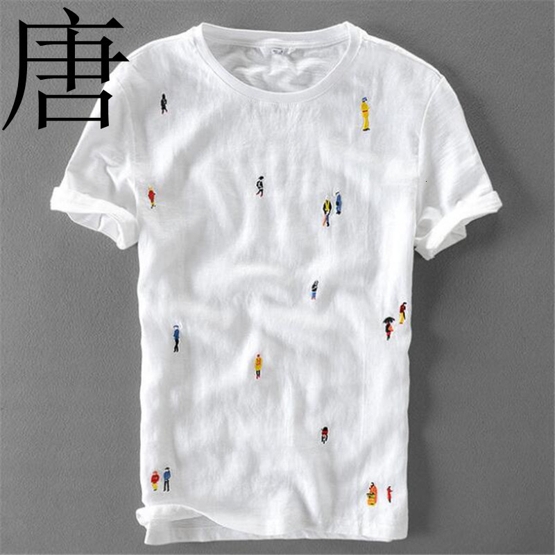 flax sleeves 2021 cartoon embroidery stitching linen short sleeve t-shirt men brand casual round neck elastic male tshirt 5tt7, White
flax sleeves 2021 cartoon embroidery stitching linen short sleeve t-shirt men brand casual round neck elastic male tshirt 5tt7, White