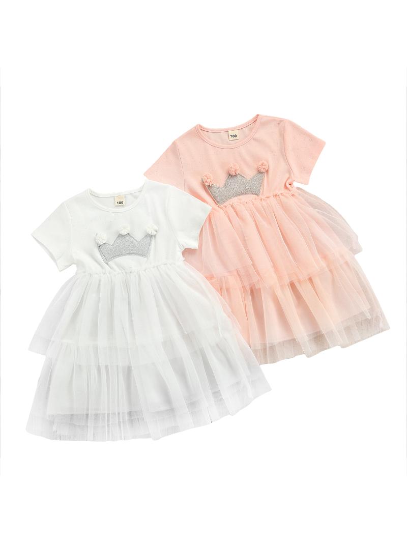 Girl's Dresses Kids Dress, Girls Crown Pattern Round Collar Short Sleeve Gown Layered Dress For Summer Fall, White/Pink 2-7T, Red;yellow
Girl's Dresses Kids Dress, Girls Crown Pattern Round Collar Short Sleeve Gown Layered Dress For Summer Fall, White/Pink 2-7T, Red;yellow
