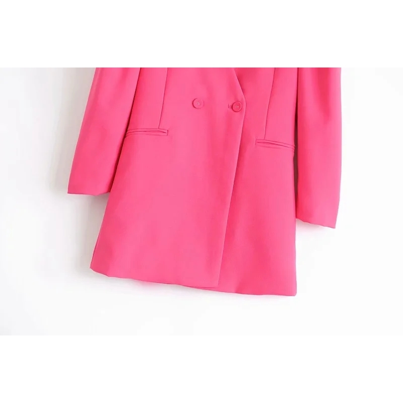 fashion women long suits autumn pink v-neck female jackets casual button-fly ladies coats sleeve girls jacket 210527