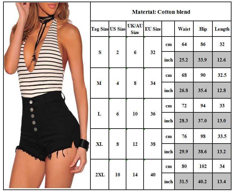 Women Summer Casual Short Pants Solid Color High Waist Shorts Buttons Sexy Jeans 210714