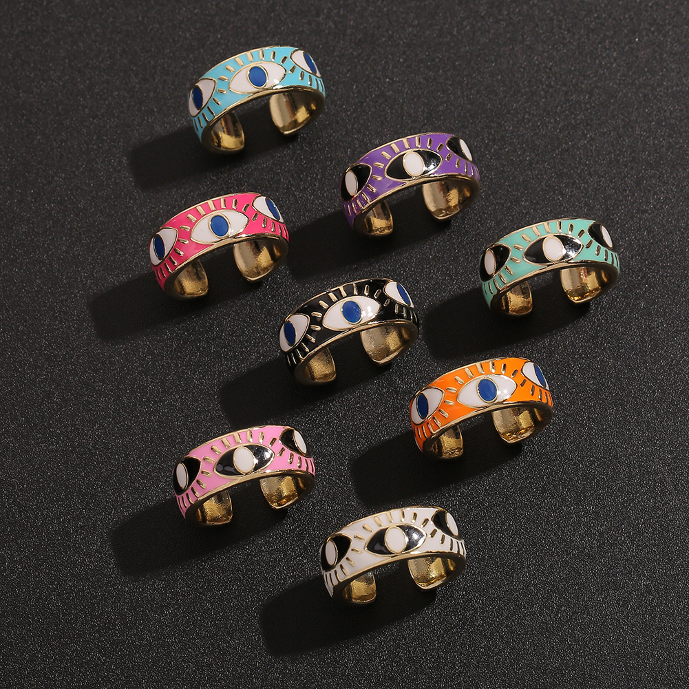 Copper Gold Plated Bohemian Enamel Turkish Evil Eye Open Ring For Women Elegant Exquisite Banquet Jewelry VRI301, Golden;silver
Copper Gold Plated Bohemian Enamel Turkish Evil Eye Open Ring For Women Elegant Exquisite Banquet Jewelry VRI301, Golden;silver