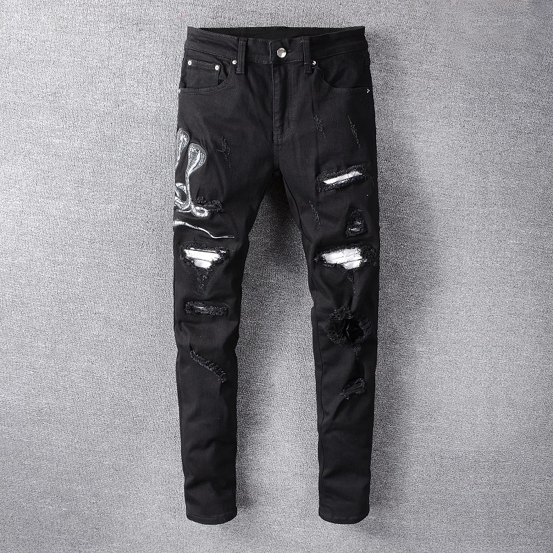2021 New American Streetwear Fashion Embroidery Designer Ripped Men Destroyed Punk Pants Black Color Hip Hop Ny Jeans 8cce, Retro color
2021 New American Streetwear Fashion Embroidery Designer Ripped Men Destroyed Punk Pants Black Color Hip Hop Ny Jeans 8cce, Retro color