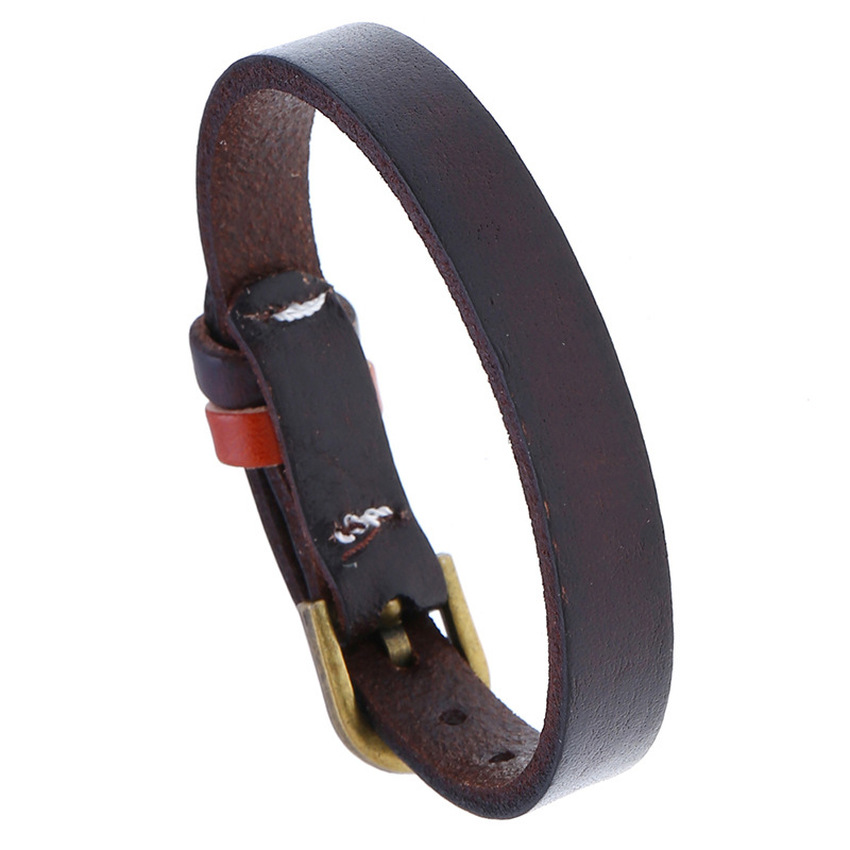 Pin Buckle Belt Bracelets Bangle Cuff Retro Simple Leather Bracelet for Women Men Punk Rock Fashion Jewelry Black Brown Will and Sandy