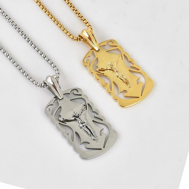 Pendant Necklaces Hollow Out Stainless Steel Jesus Cross Dog Tag Necklace Gold Color Religious Christian Crucifix Praying Jewelry For
Pendant Necklaces Hollow Out Stainless Steel Jesus Cross Dog Tag Necklace Gold Color Religious Christian Crucifix Praying Jewelry For
