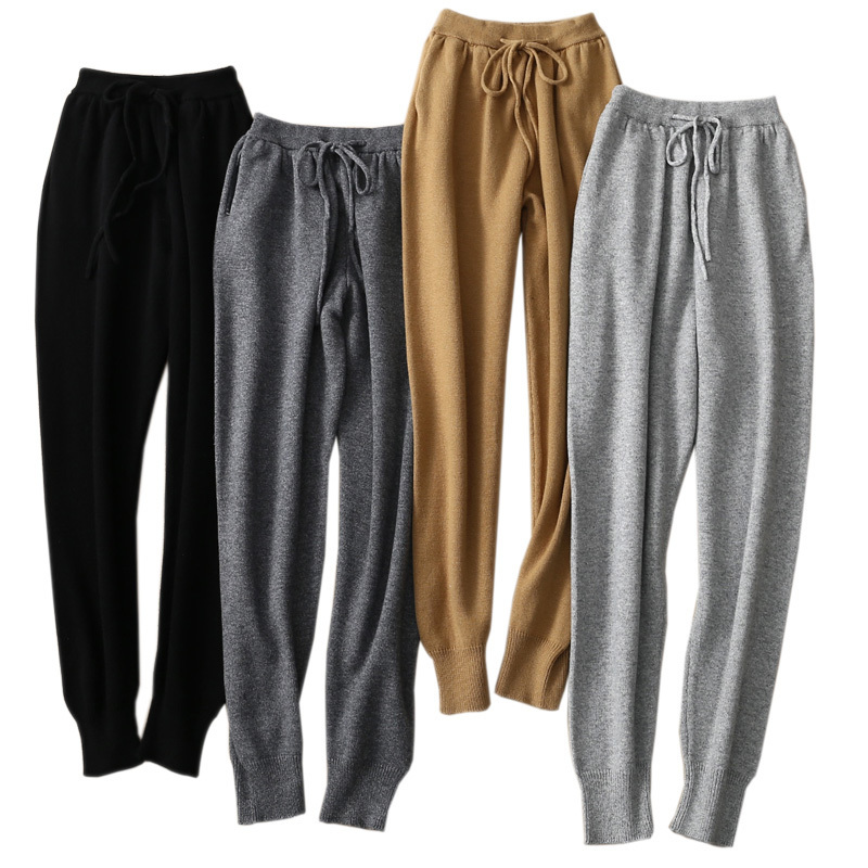 Women Pants New Fashion Elastic Waist Long Trousers Cashmere Blended Female Winter Warm Knitted Leggings 4Colors Girls Pant 201012